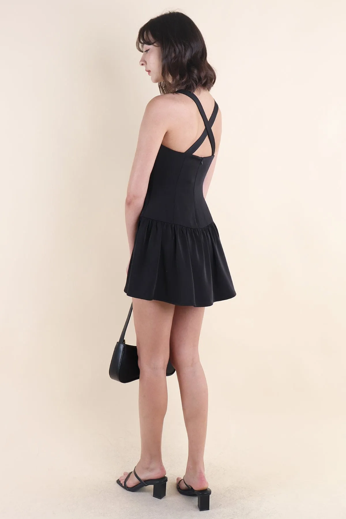 EMMY X BACK DRESS IN BLACK