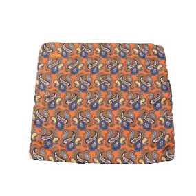 Eton Silk Pocket Square (Orange Paisley)