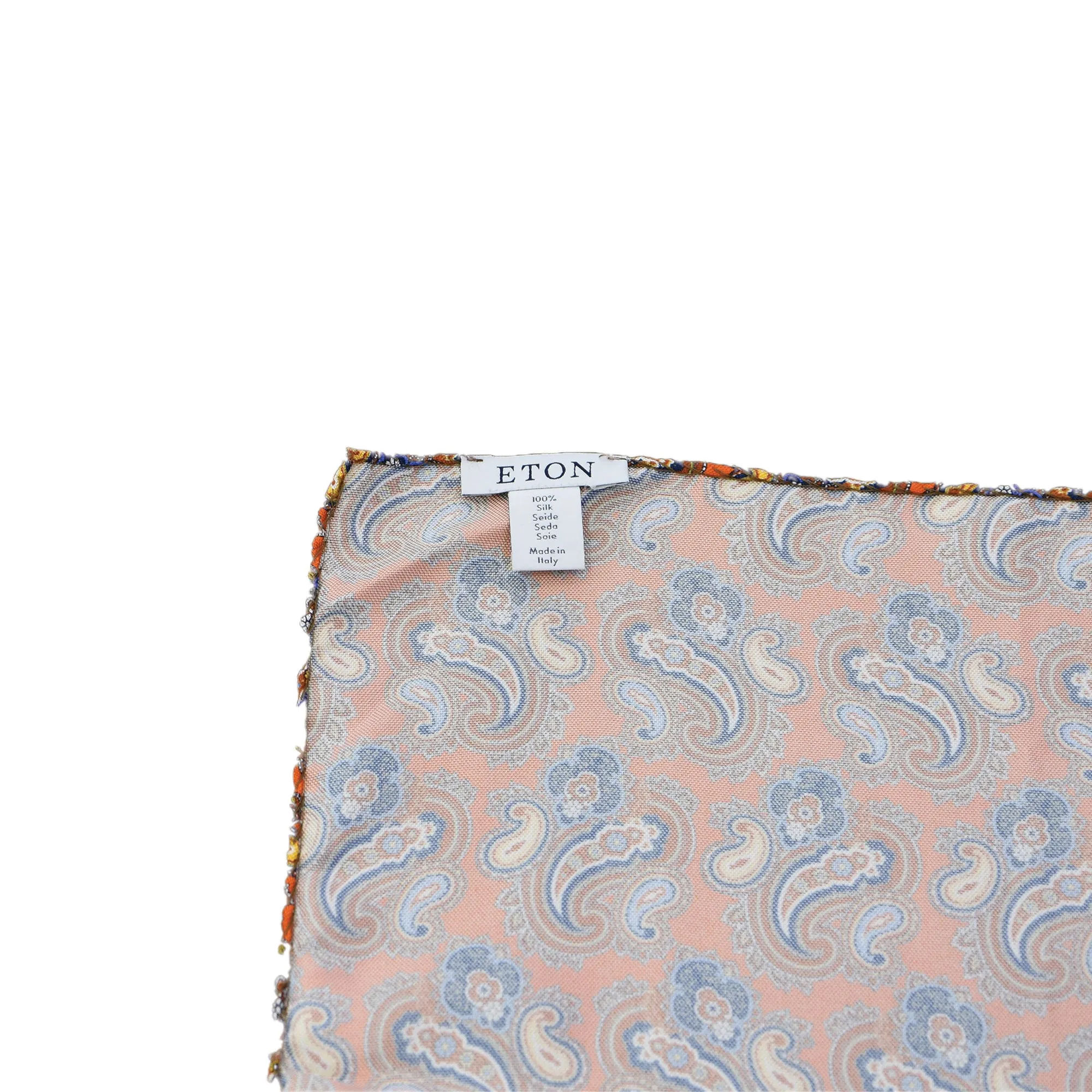 Eton Silk Pocket Square (Orange Paisley)