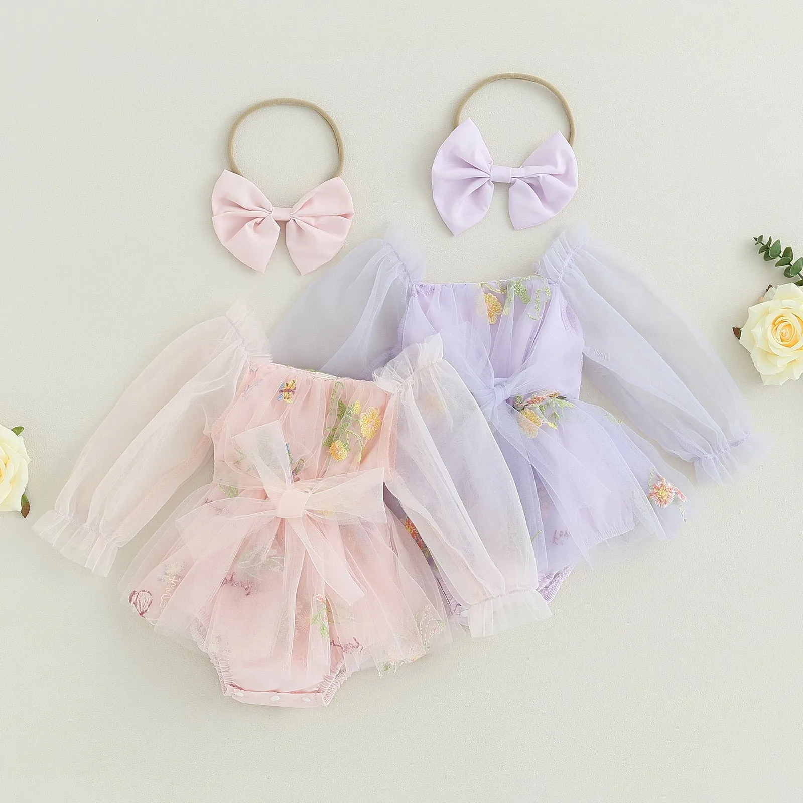 FAIRY Long-Sleeve Tulle Romper with Headband