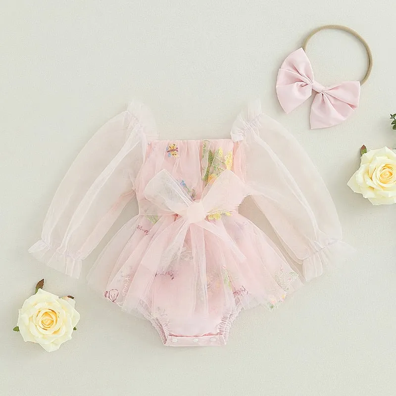 FAIRY Long-Sleeve Tulle Romper with Headband