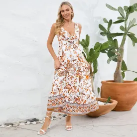 Floral Print V-neck Summer Dress