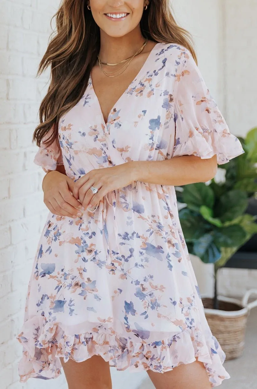 Floral Printed Ruffled Mini Dress