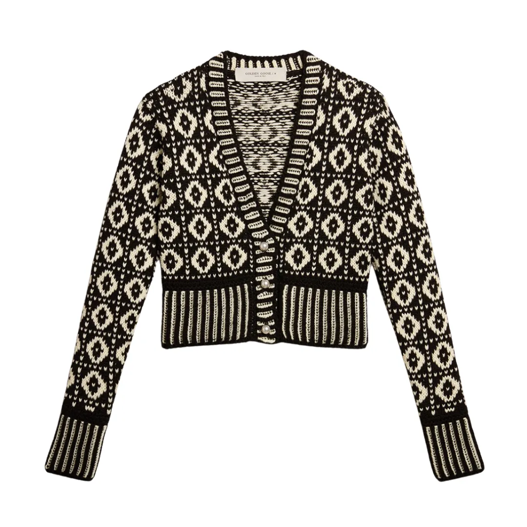 Geometric Cropped Cardigan