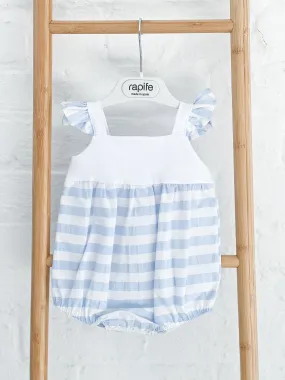 Girls Rapife Blue Stripe Frill Romper