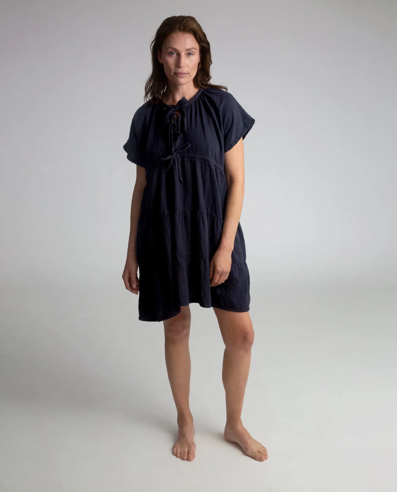 Hazel Organic Cotton Dress In Navy