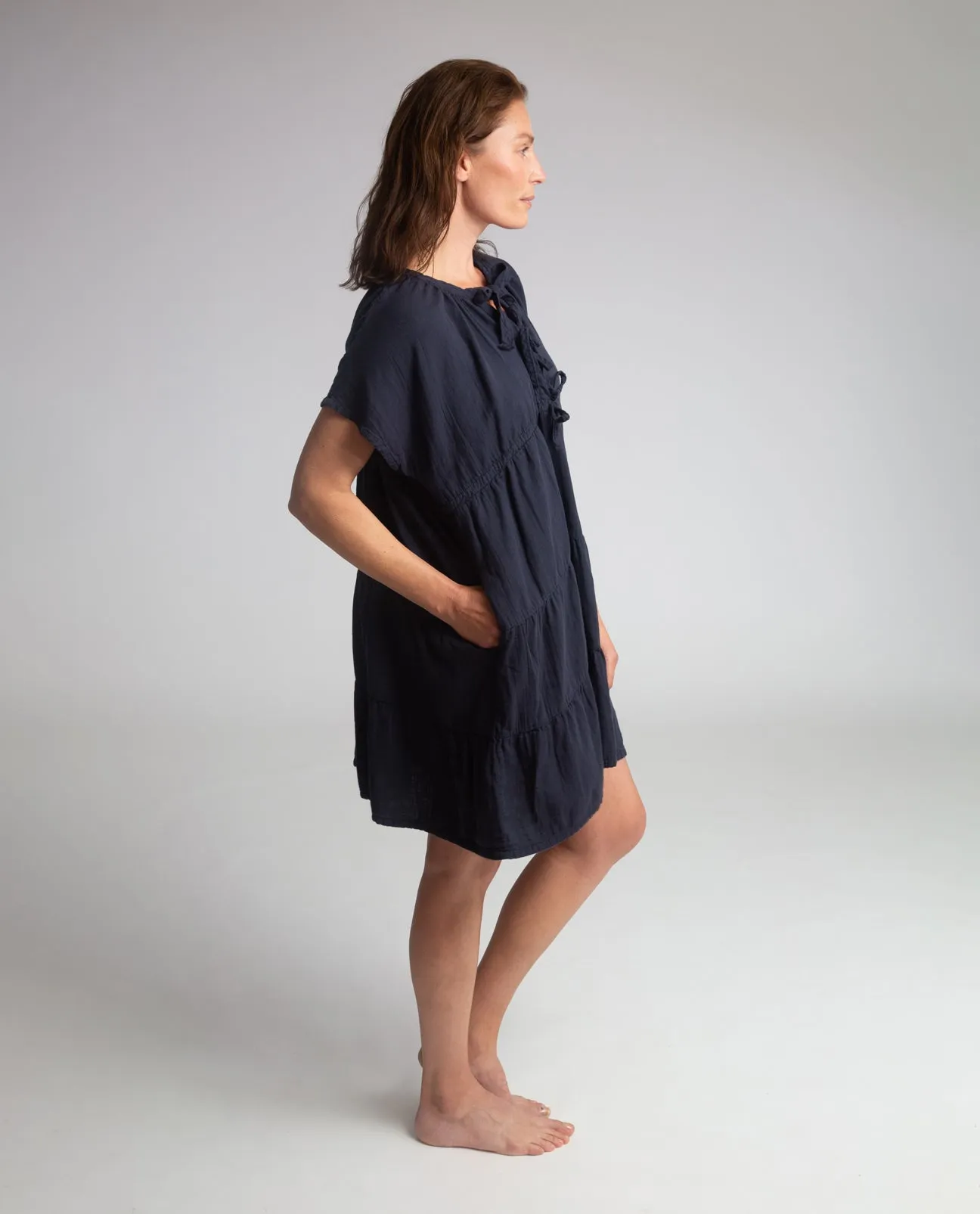 Hazel Organic Cotton Dress In Navy