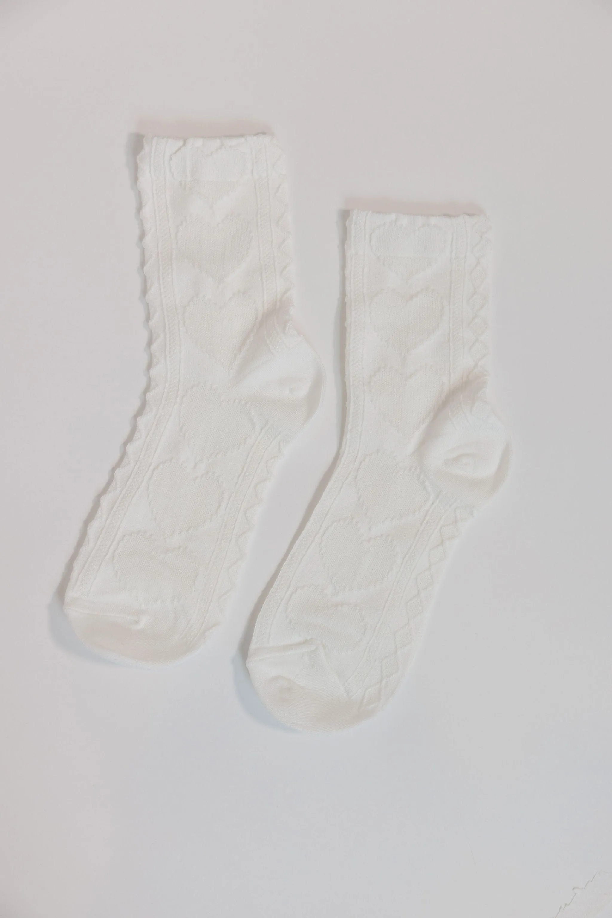 Heart Design Socks in White