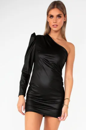 Irmina Black Leather Look Dress