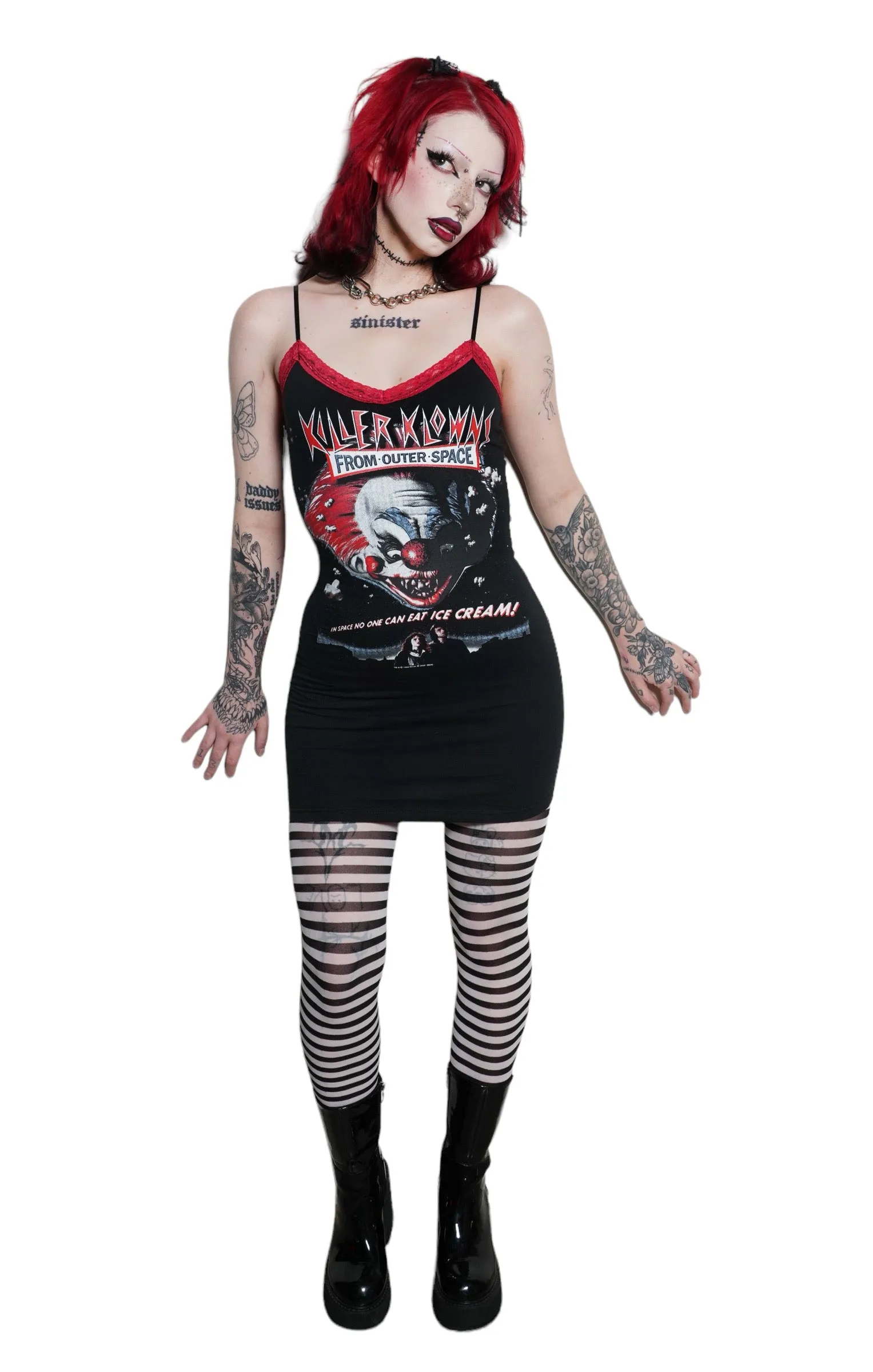 Killer Klowns from Outer Space Red Lace Strap Dress