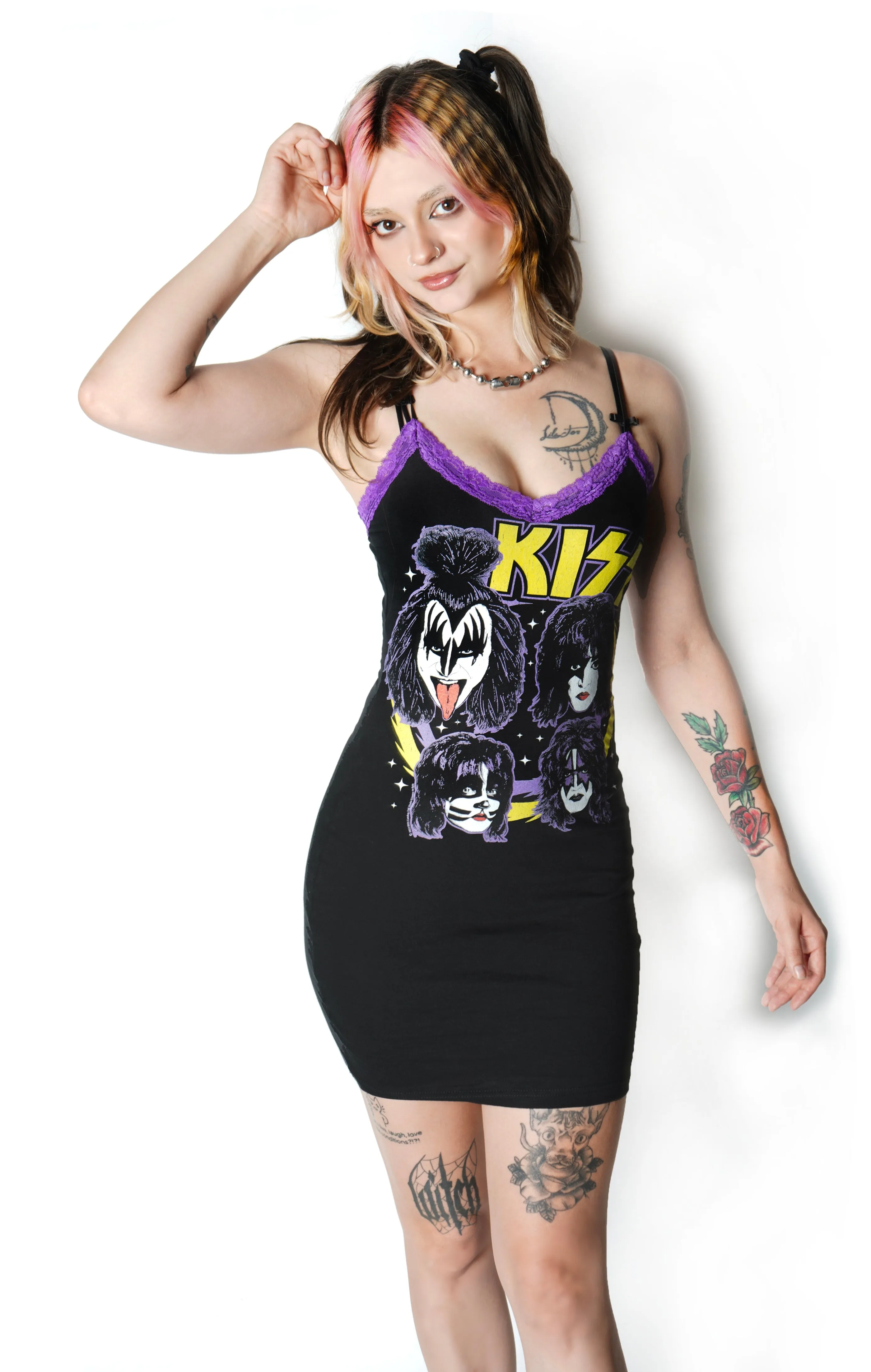 Kiss Purple Lace Strap Dress