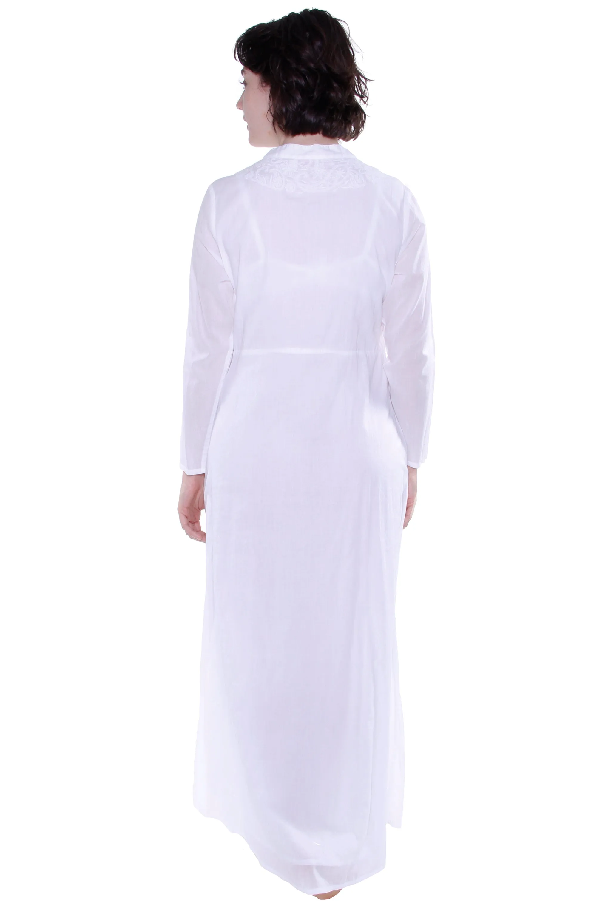 La Cera Notch V-Neck Embroidered Caftan