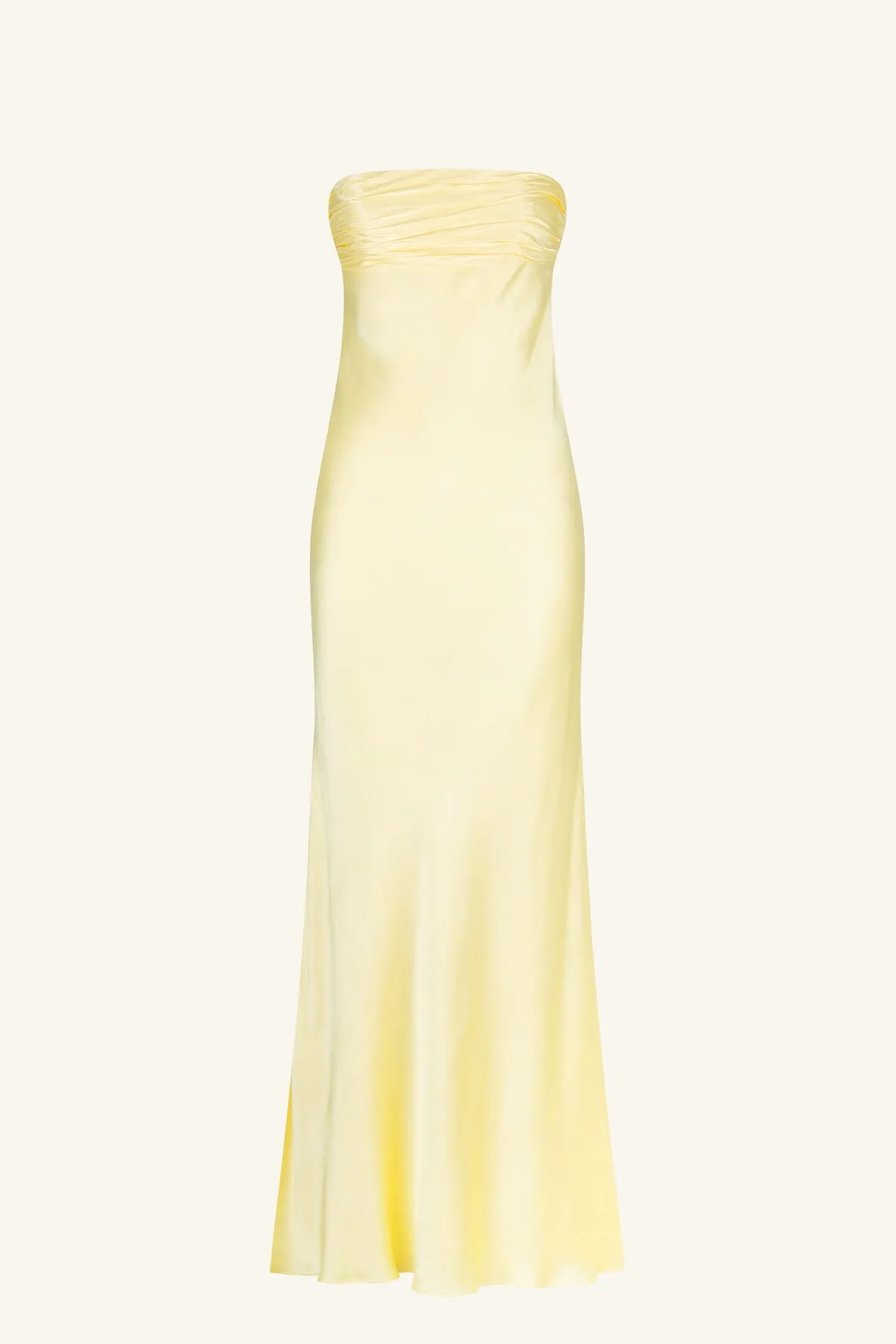 LA LUNE STRAPLESS RUCHED BODICE MAXI DRESS - LEMON