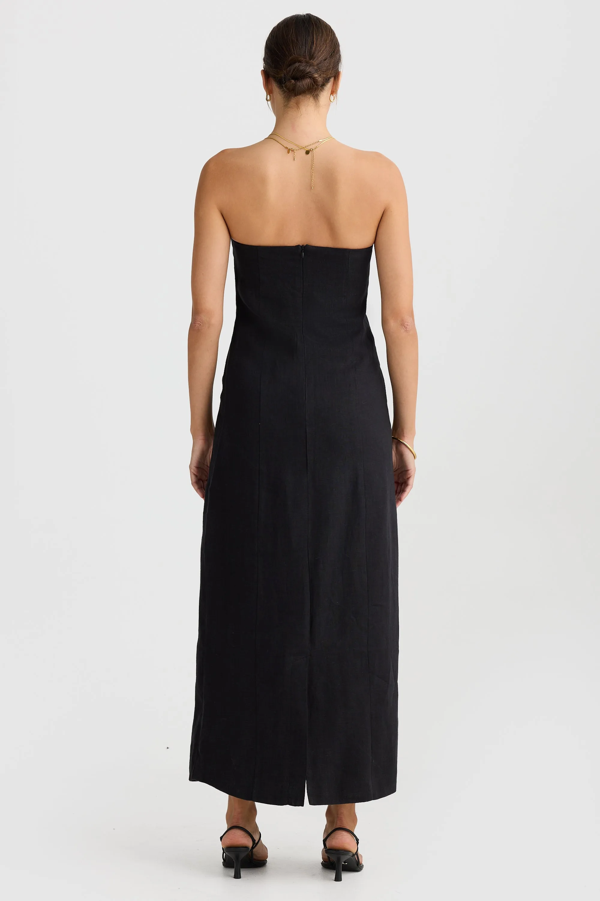 Lola Strapless Midi Dress Black