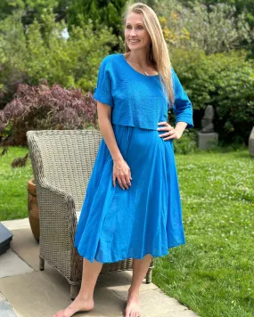 Long 2 In 1 Cotton Dress - Royal Blue