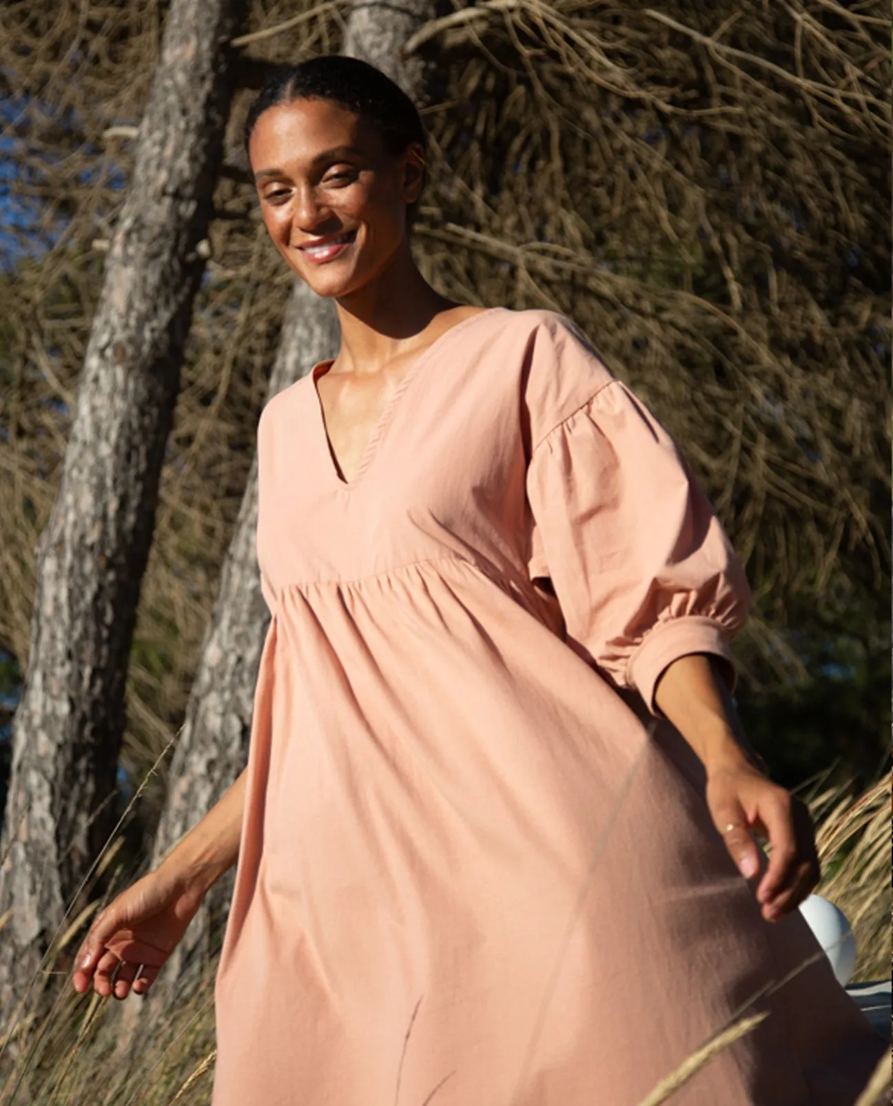 Maeve Organic Cotton Dress In Dusky Blush