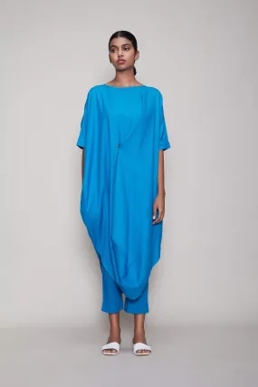 Mati Cowl Button Tunic - Blue