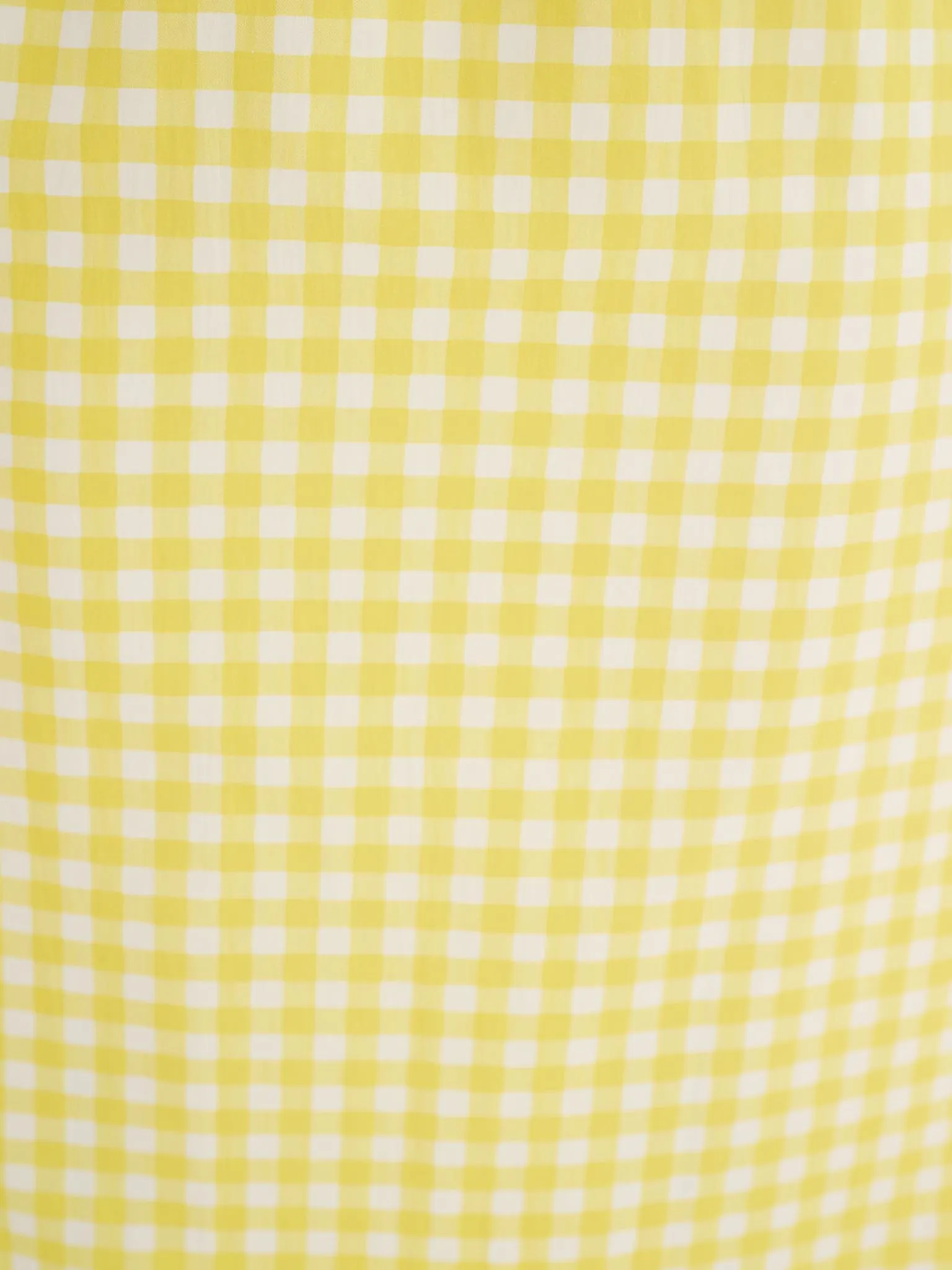 Megan Gingham Print Shirred Midi Dress in Yellow