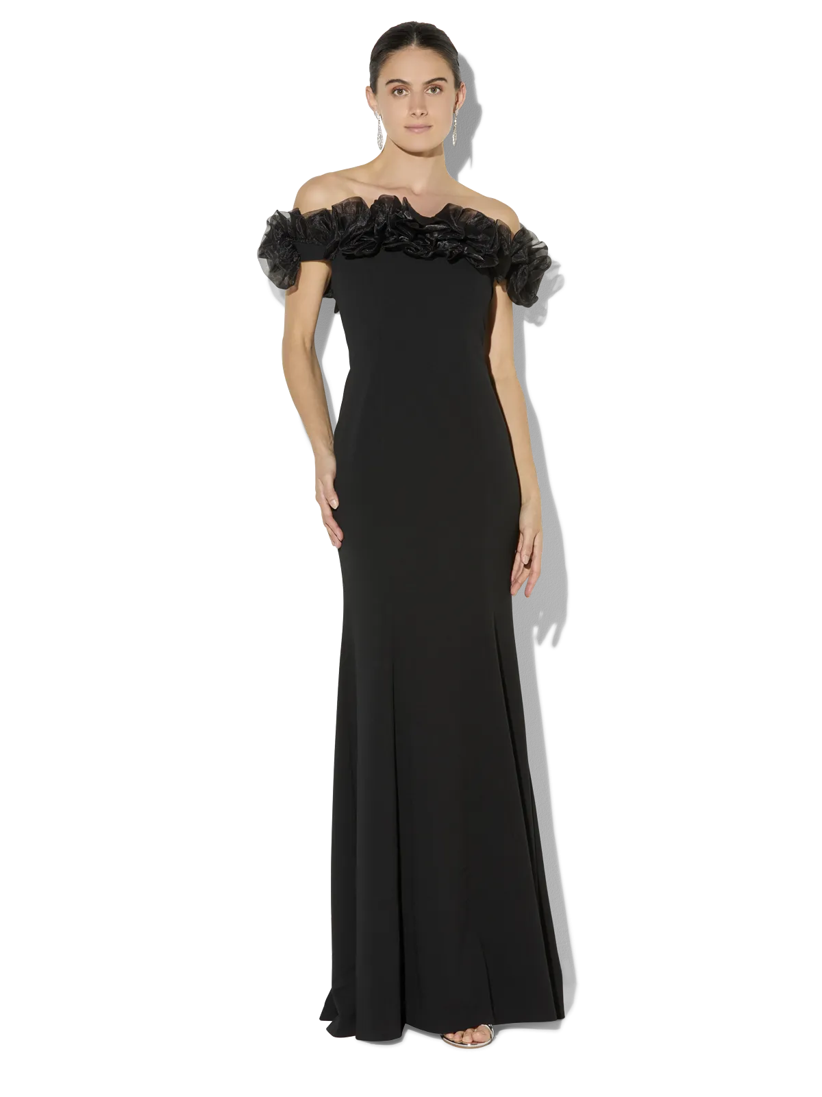 Mischa Black Organza Rose Gown