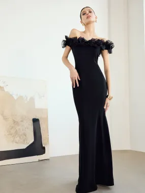 Mischa Black Organza Rose Gown