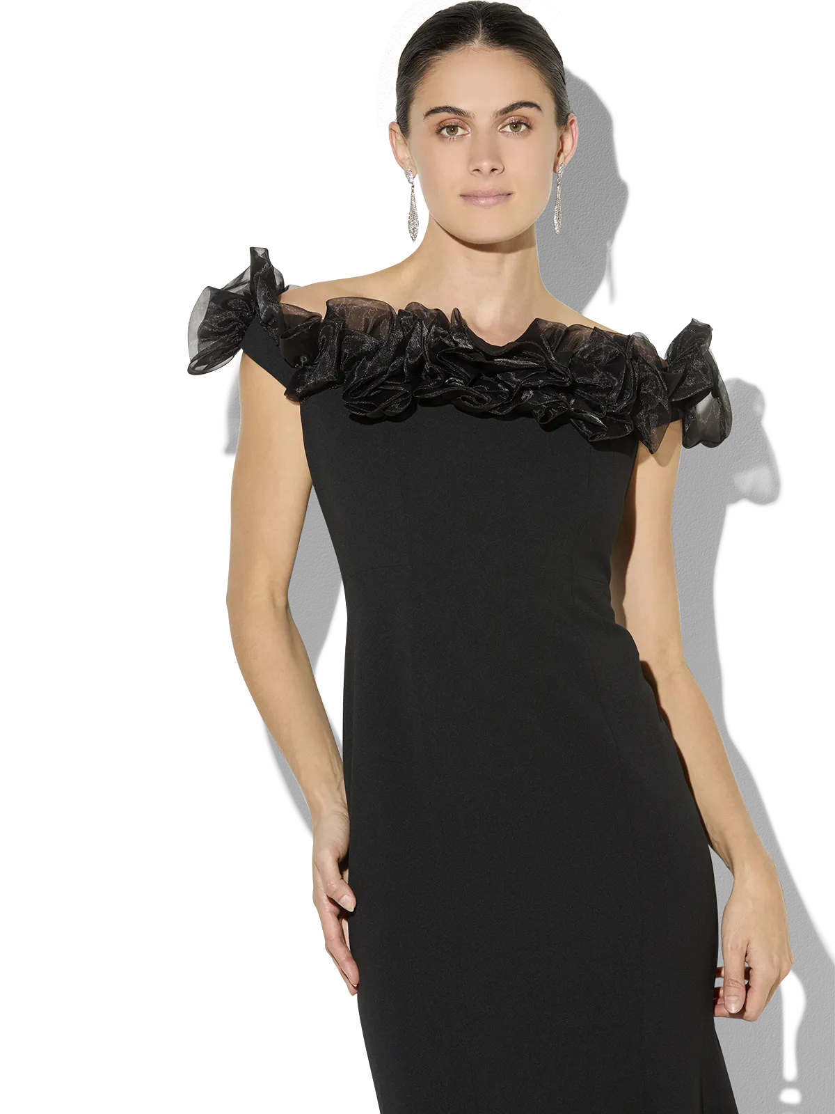 Mischa Black Organza Rose Gown