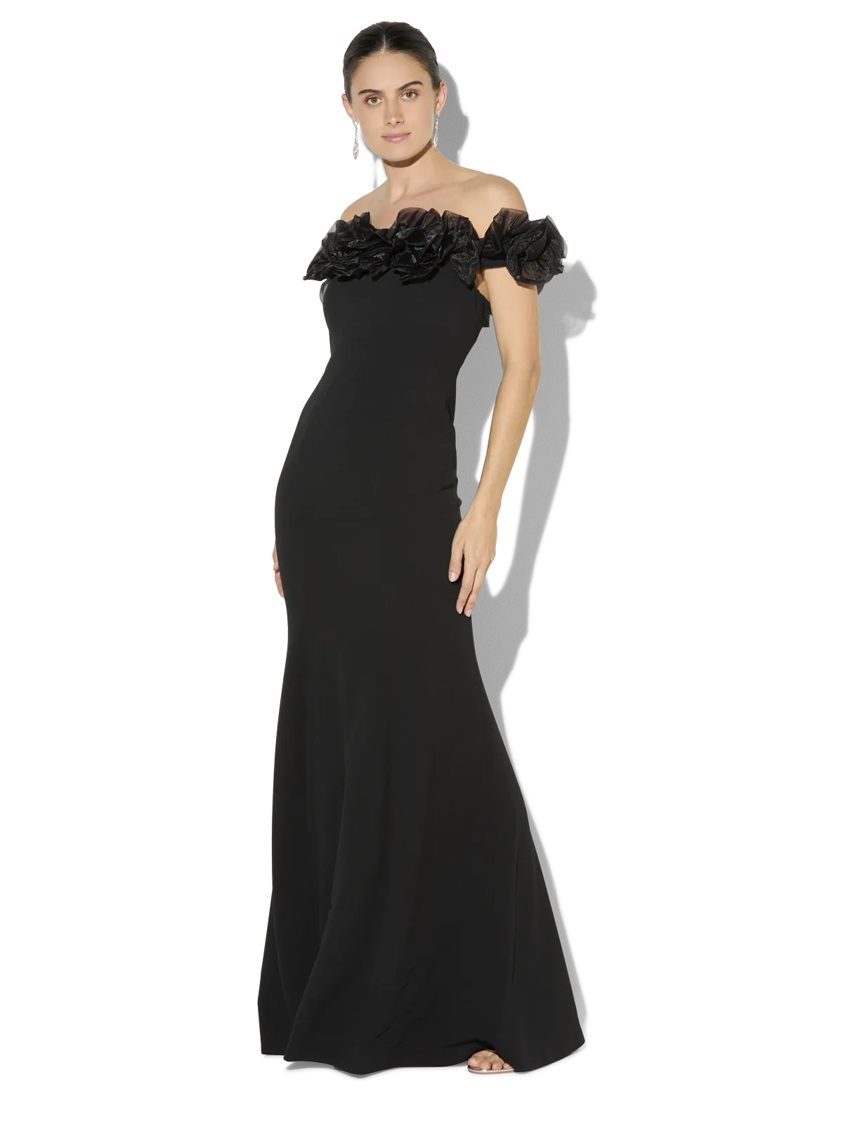 Mischa Black Organza Rose Gown