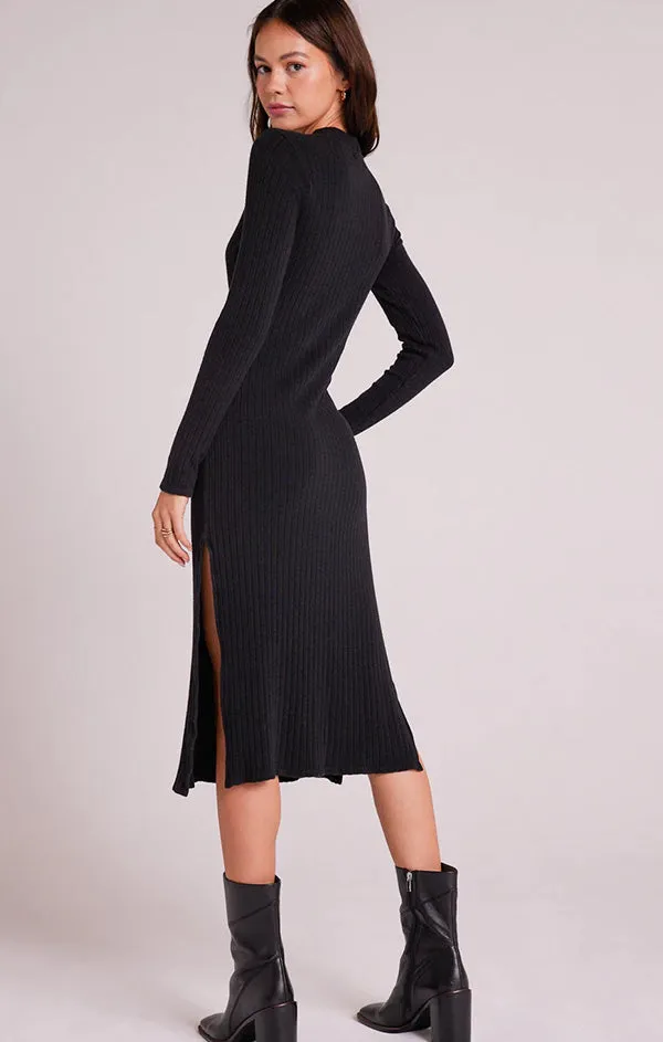 Mock Neck Midi Knit Dress