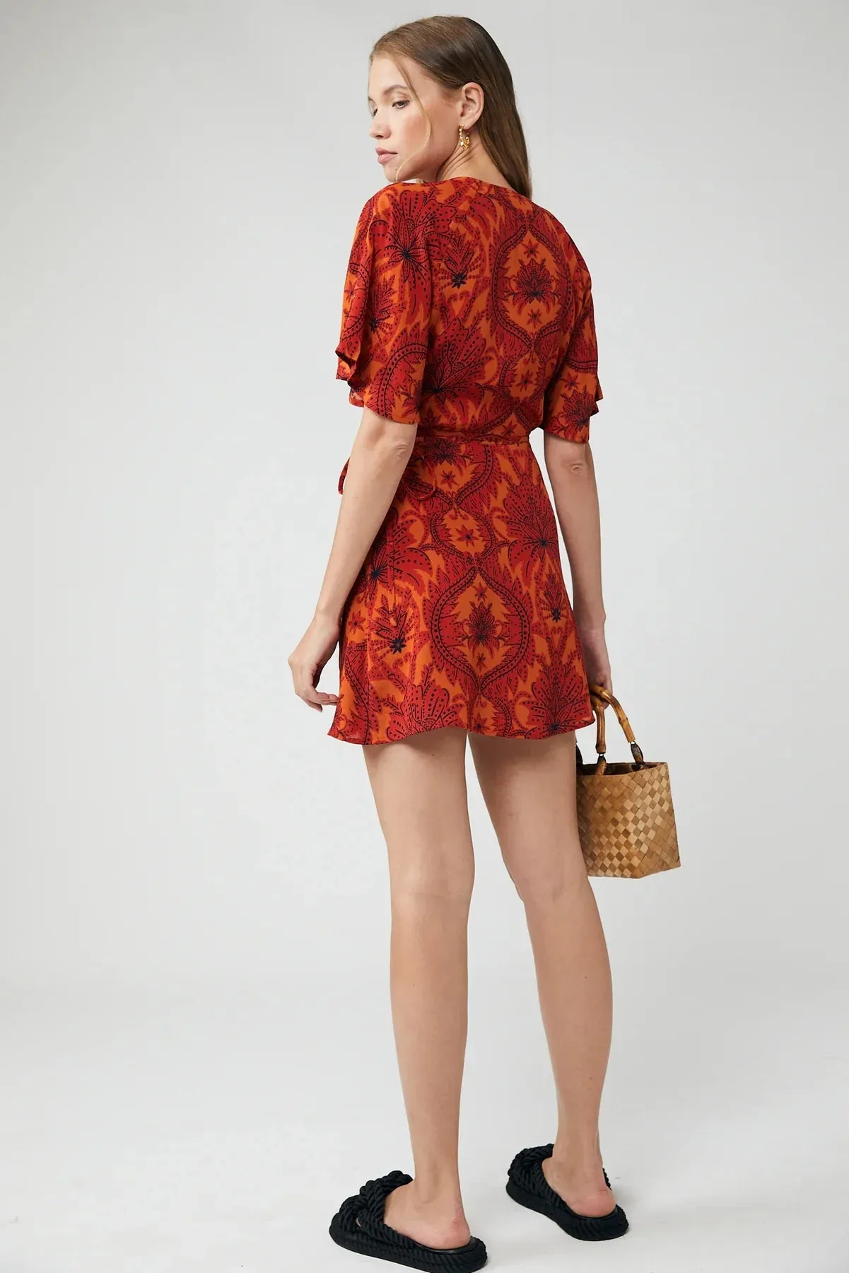 Rue stiic nina mini wrap dress- damask floral