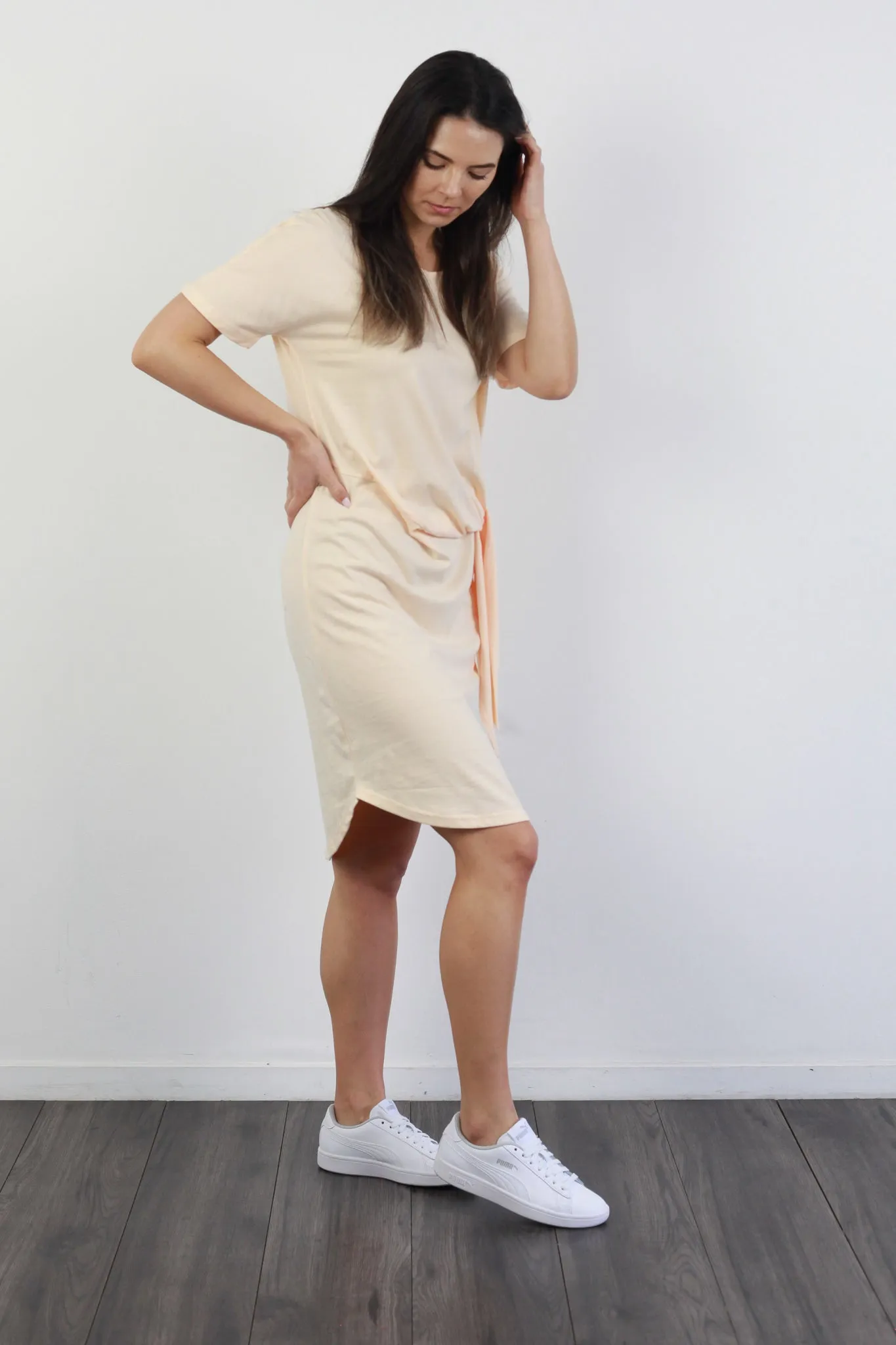 *SADIE SIDE KNOT DRESS APRICOT