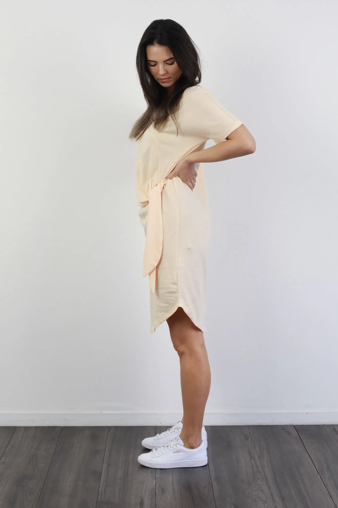 *SADIE SIDE KNOT DRESS APRICOT