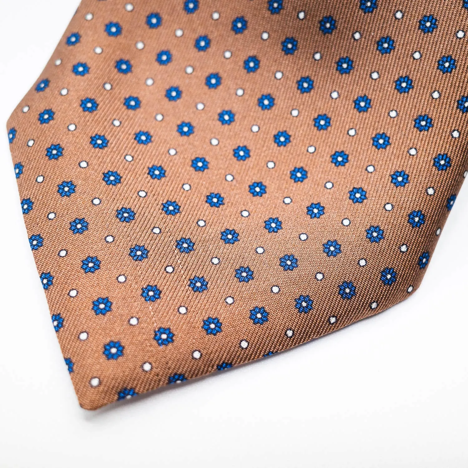 Silk Floral Print Tie - Desert Sand