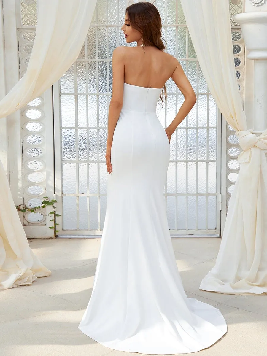 Simple Strapless Mermaid Eloping Dress for Wedding