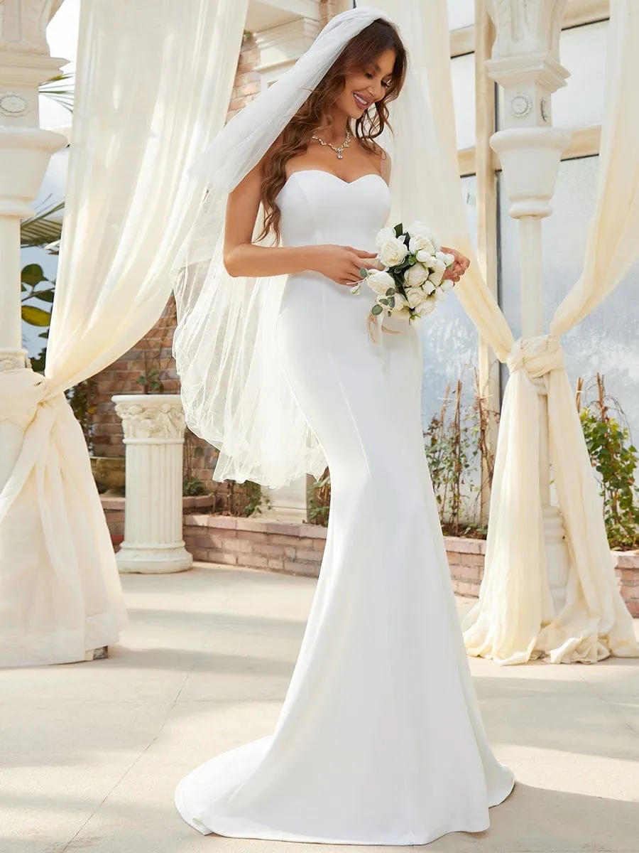 Simple Strapless Mermaid Eloping Dress for Wedding