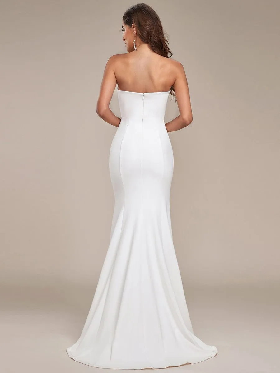 Simple Strapless Mermaid Eloping Dress for Wedding