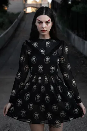 Skull Print Victorian Lace Dress