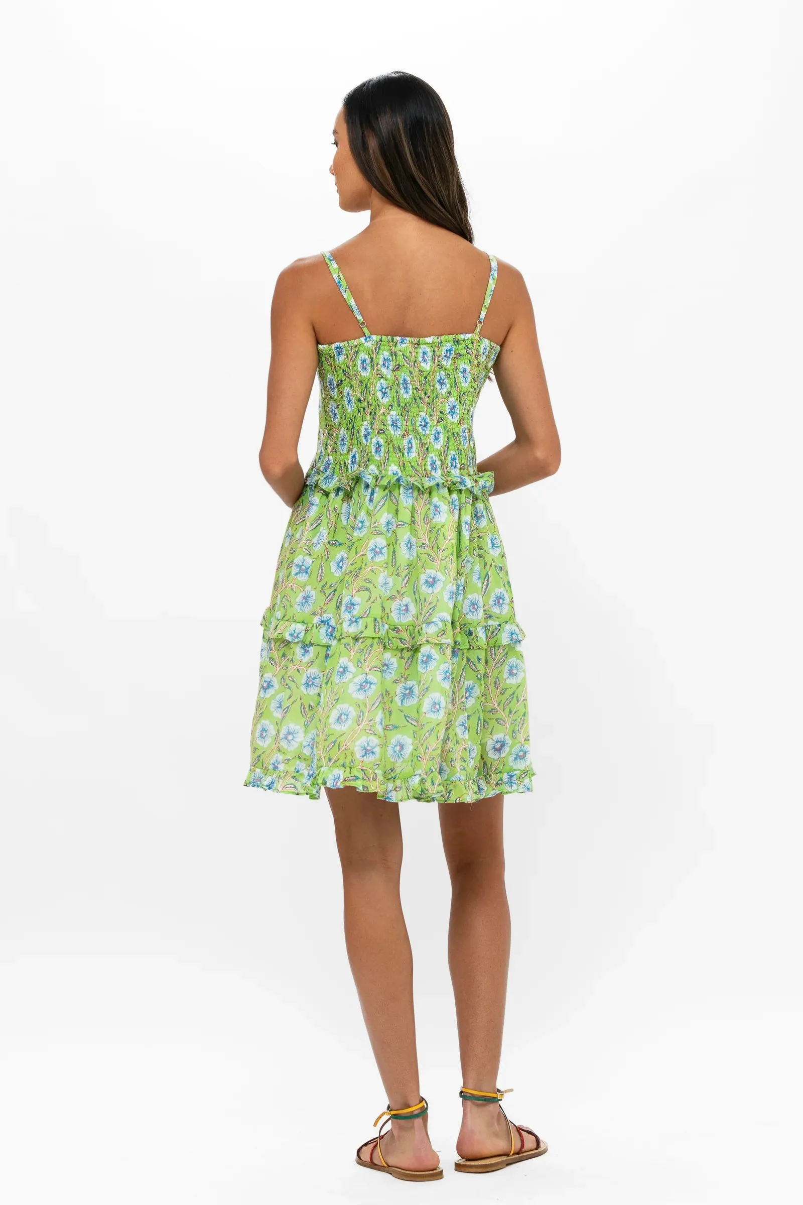 Smocked Back Mini Dress - Amalfi Lime