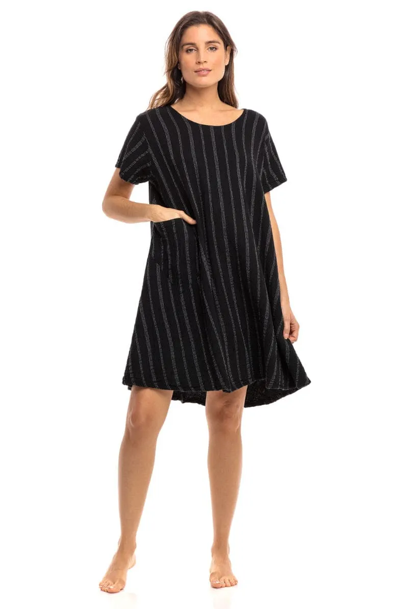 Striped Knee Length Cotton Dresses