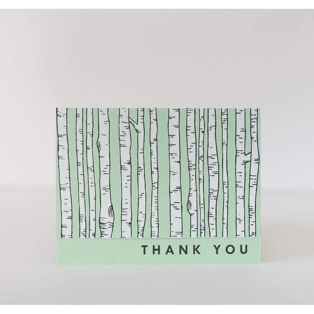 thank you card, birch tree art