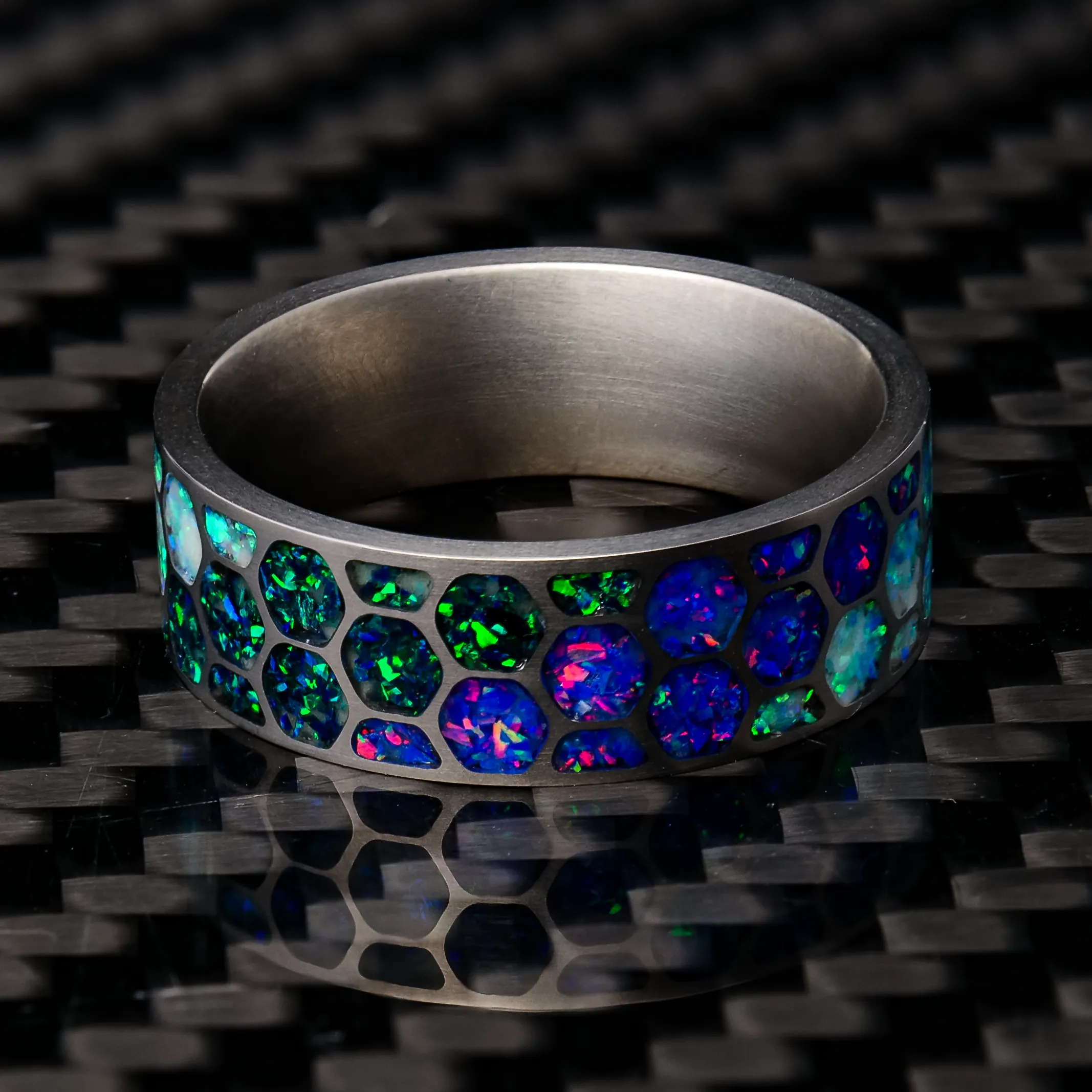 The Kaleidoscope | Opal Titanium Glowstone Ring