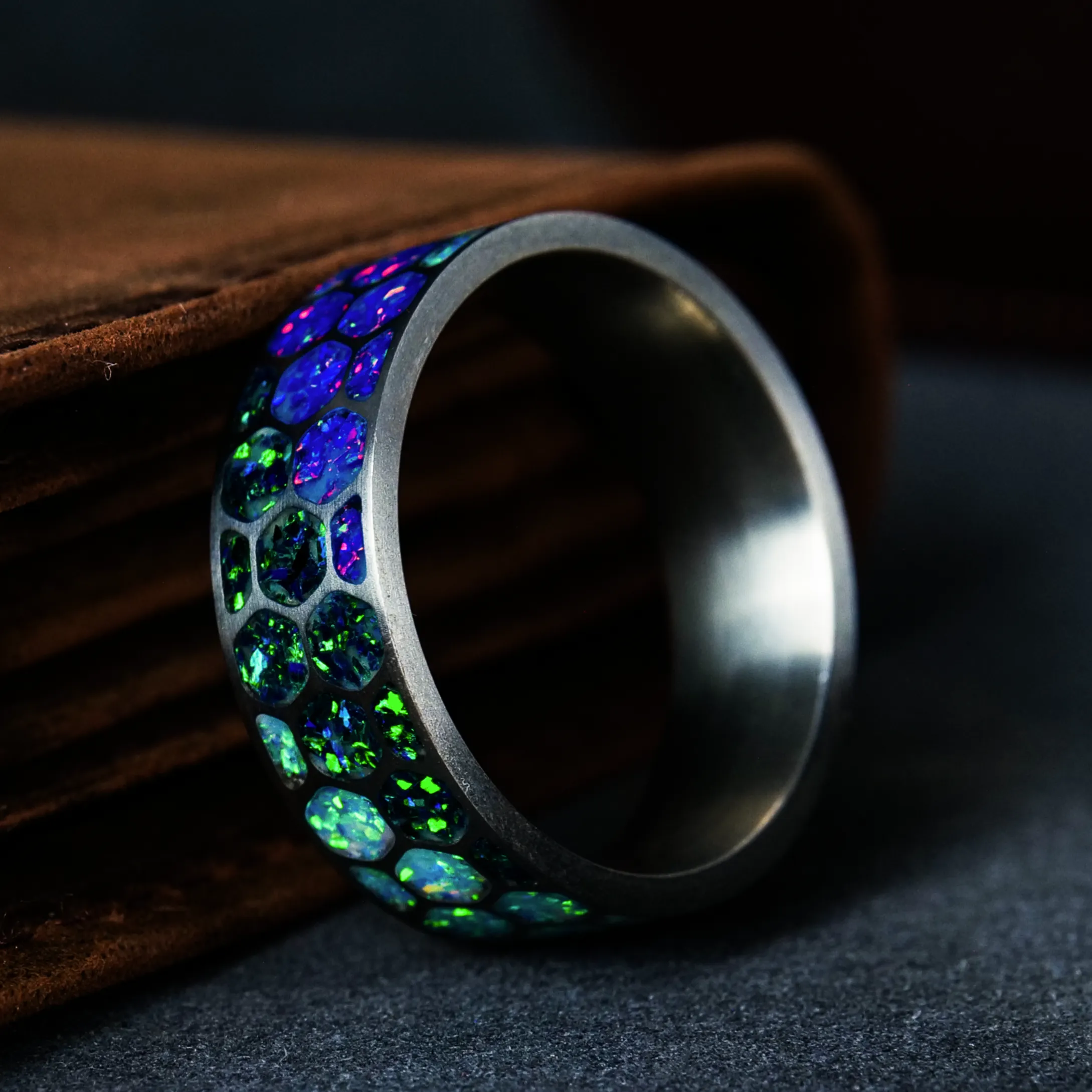 The Kaleidoscope | Opal Titanium Glowstone Ring