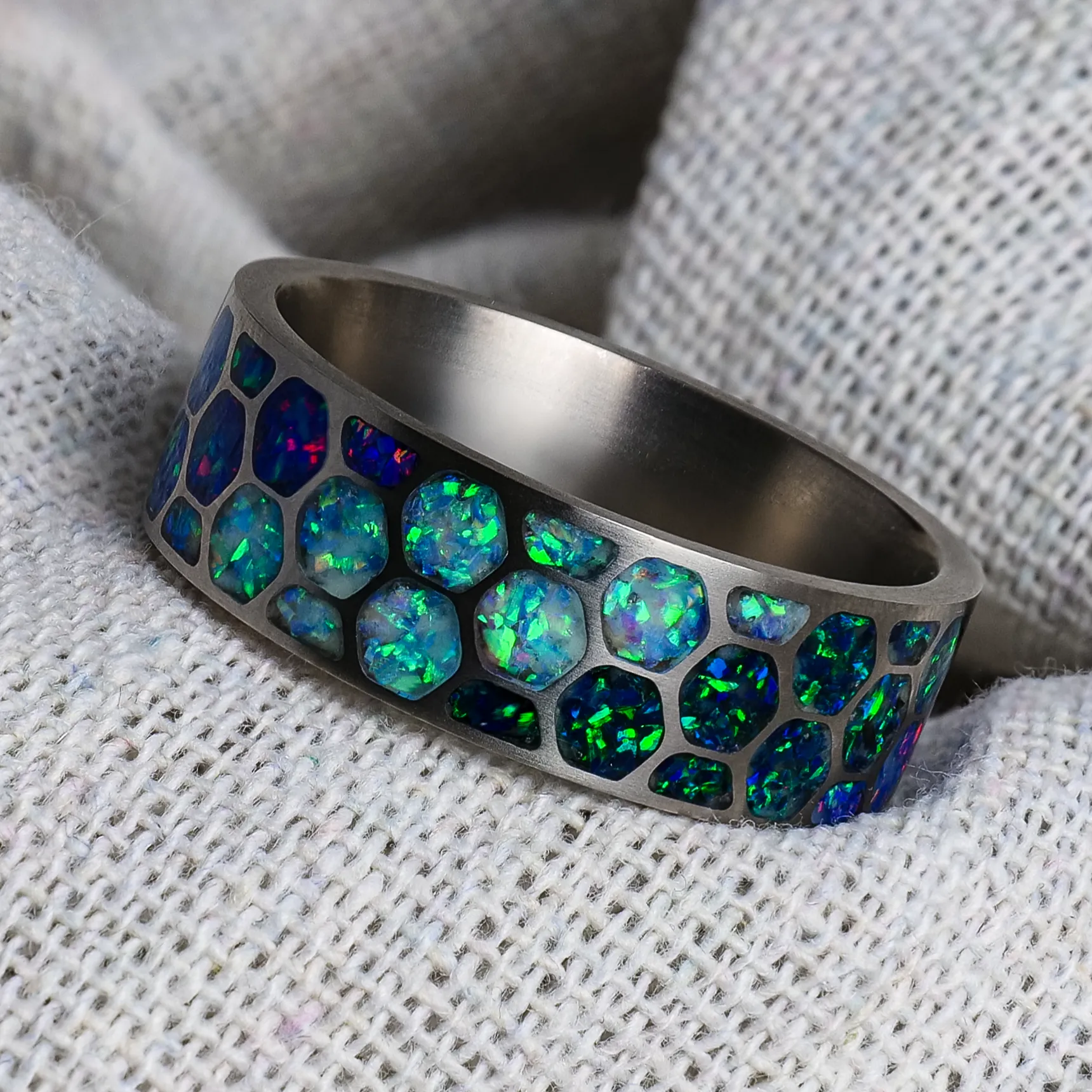 The Kaleidoscope | Opal Titanium Glowstone Ring