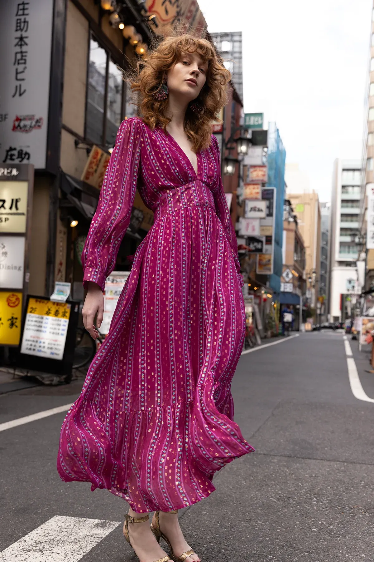 Tie Back Maxi Dress - Magenta Melrose