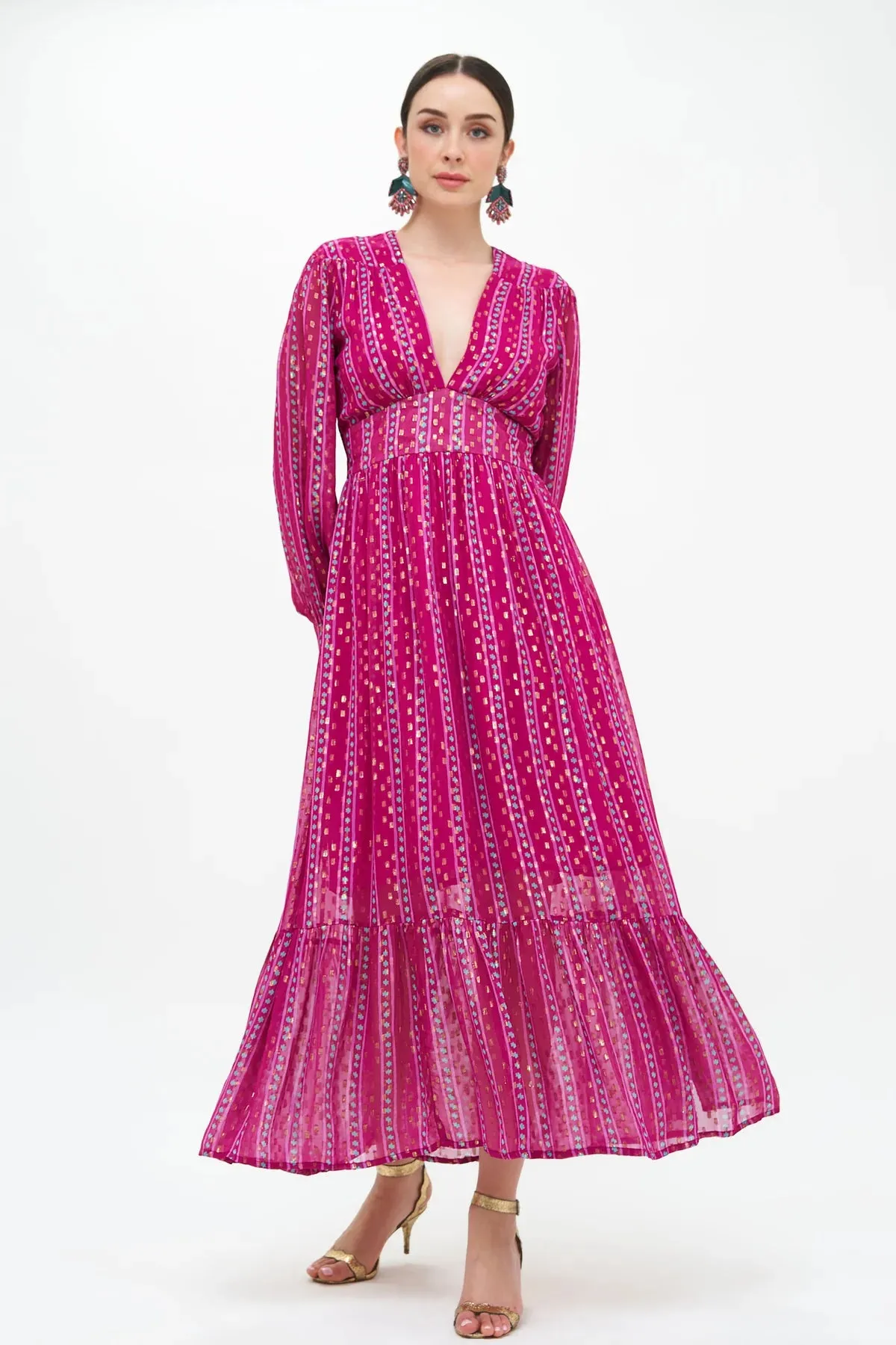 Tie Back Maxi Dress - Magenta Melrose