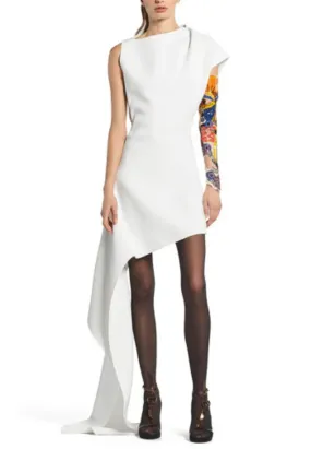 White Indicative Asymmetrical Cut Away Mini Dress