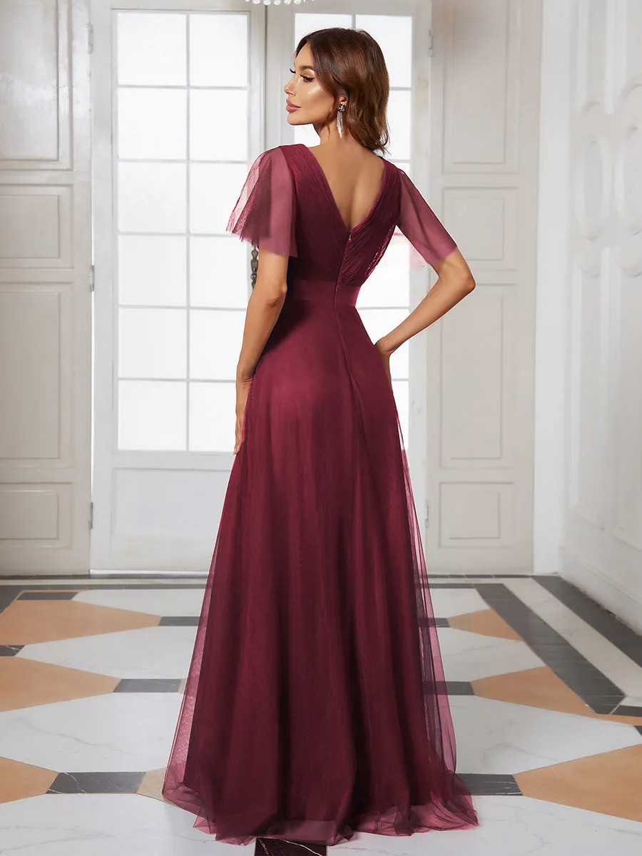 Women's V-Neck A-Line Floor-Length Wholesale Bridesmaid Dresses