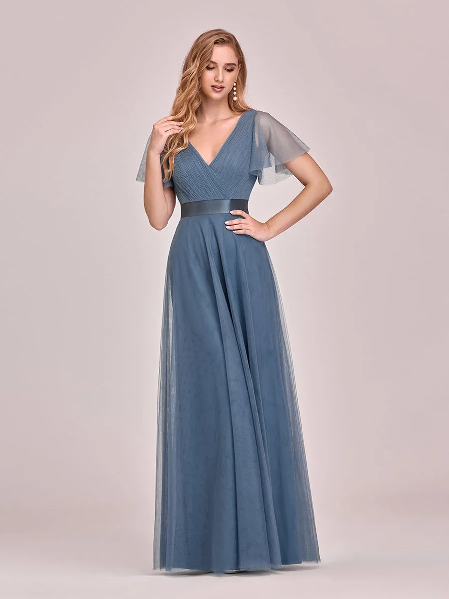 Women's V-Neck A-Line Floor-Length Wholesale Bridesmaid Dresses