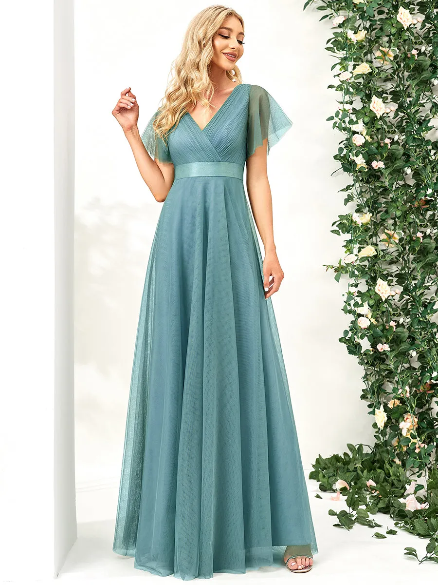 Women's V-Neck A-Line Floor-Length Wholesale Bridesmaid Dresses