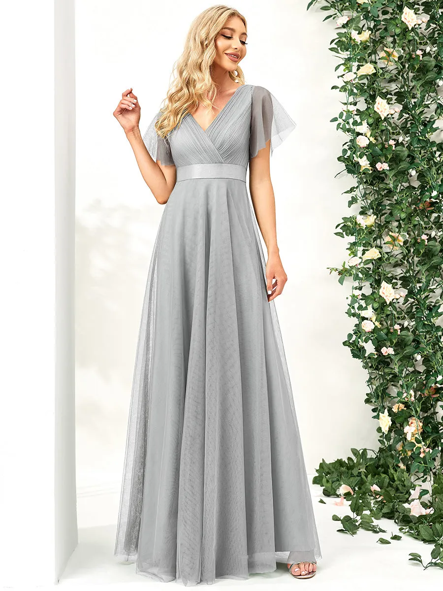 Women's V-Neck A-Line Floor-Length Wholesale Bridesmaid Dresses