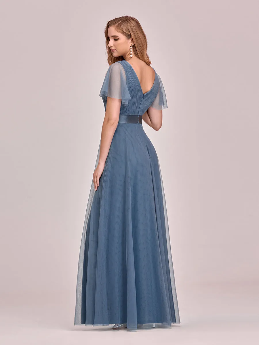 Women's V-Neck A-Line Floor-Length Wholesale Bridesmaid Dresses